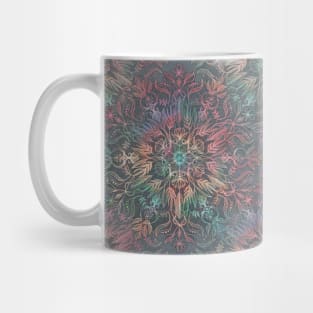 Winter Sunset Mandala in Charcoal, Mint and Melon Mug